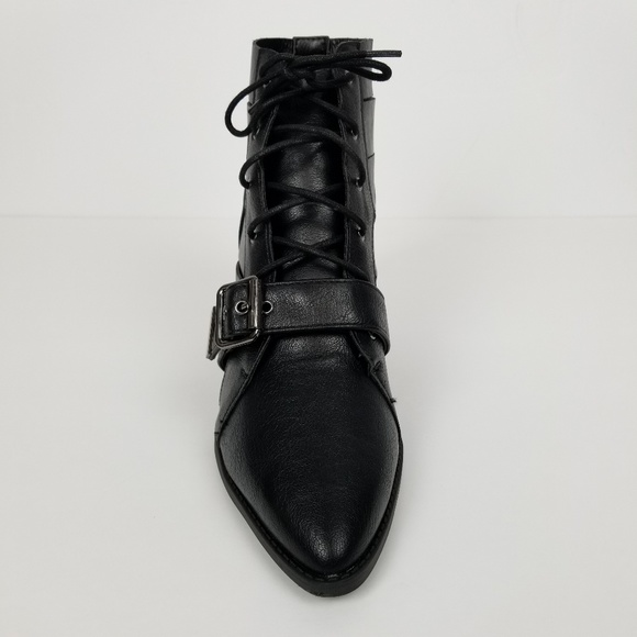 Quipd New Laced up Pointing toes Black Ankle Boots - Picture 5 of 5